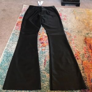 Faux leather flared pants.